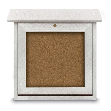 United Visual Products Outdoor Enclosed Combo Board, 48"x36", Gold Frame/White Porc & Amethyst UVCB4836ODG-WHTPORC-AMETHY